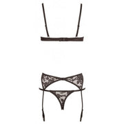 lingerie intimo donna tre pezzi nero HEBE SET