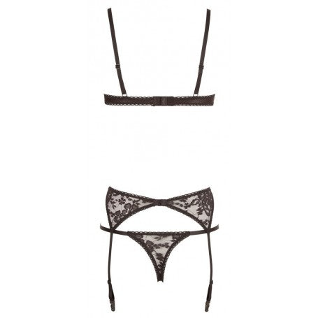 lingerie intimo donna tre pezzi nero HEBE SET
