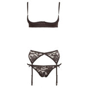 lingerie intimo donna tre pezzi nero HEBE SET