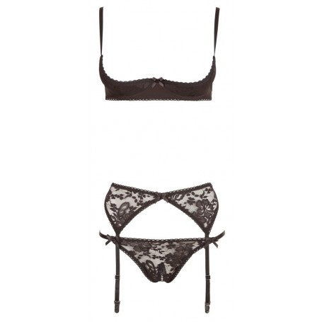 lingerie intimo donna tre pezzi nero HEBE SET