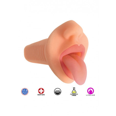 MASTURBATORE BOCCA FINTA VIBRANTE COURTNEY VIBRATING MOUTH STROKER - VANILLA